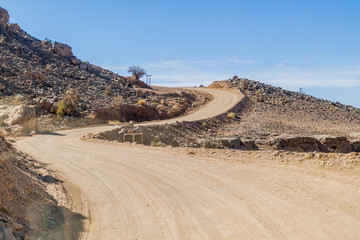 Unpaved road in Hajar Mountains, Oman