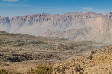 Fototapeta na wymiar Wadi Ghul canyon in Hajar Mountains, Oman
