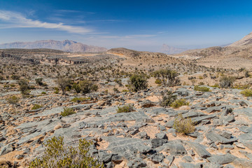 Rocky landscape of Hajar Mountains, Oman
