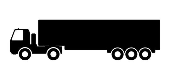 Silhouette of a truck with a trailer.