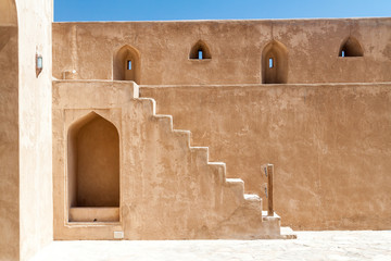Wall and a staircase of the Jabrin Castle, Oman
