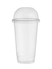 Plastic cup disposable glass (with clipping path) isolated on white background