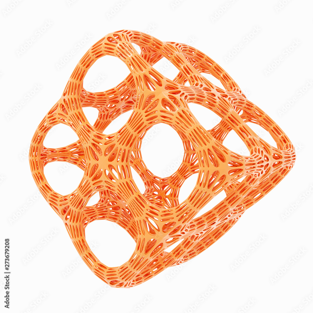 Aufkleber 3d rendering of orange network cube
