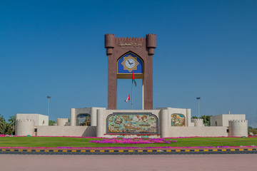 Clock Tower (Burj al Sahwa) at Rusayl roundabout in Muscat, Oman