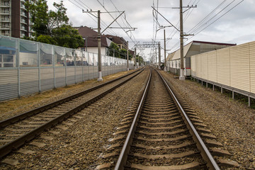 the railway goes into the distance