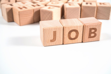 Jobs wooden blocks of business concept isolated on white background.