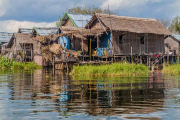 Stilt houses of Inn Paw Khone village at Inle lake, Myanmar