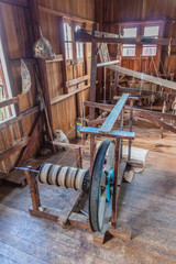 Fototapeta premium INLE, MYANMAR - NOVEMBER 28, 2016: Interior of a weaving workshop Inn Paw Khone village at Inle lake, Myanmar