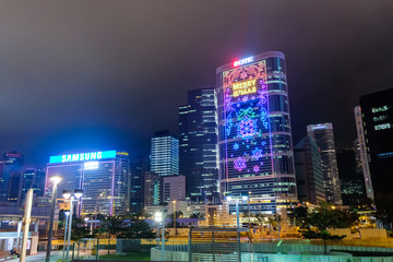 香港島 添馬公園からの夜景 曇天