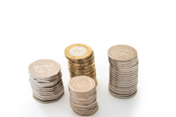 British coins on a white background