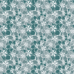 Plumeria flowers seamless blue style