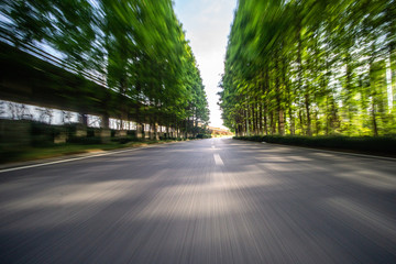 high speed view of empty asphalt road