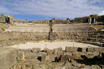 Tarifa (Cádiz) Spain. Cavea and grandstand of the Archaeological Ensemble Theater of Baelo Claudia