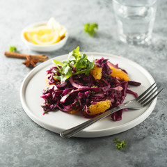 Red cabbage salad with fresh orange