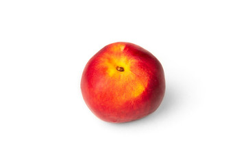 Fototapeta na wymiar Peach isolated on white background. Top view.