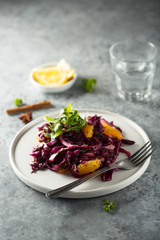 Red cabbage salad with fresh orange