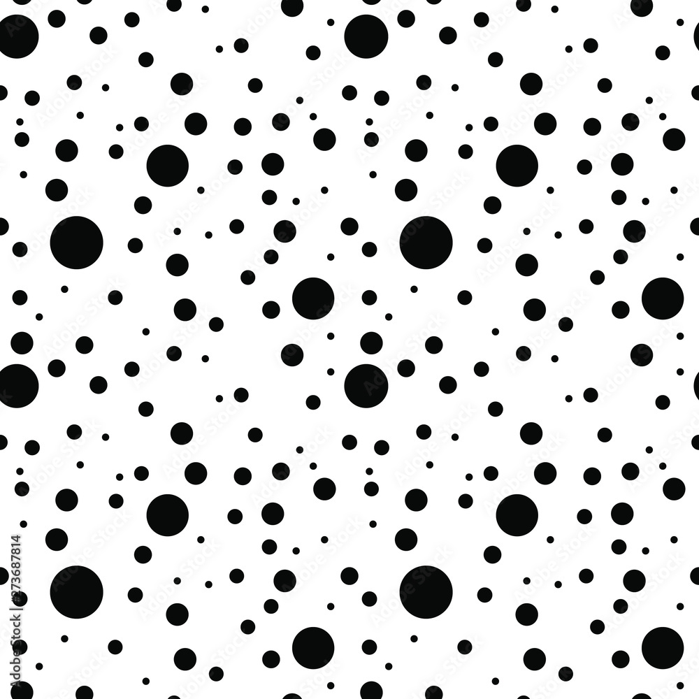 Poster random circles seamless pattern. simple geometric background in black and white. vector illustration