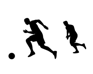 football player silhouette creative illustration vector of graphic , football player silhouette illustration vector , vector soccer player silhouette illustration for banner graphic