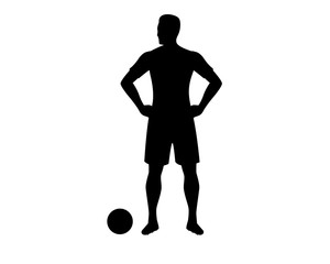 football player silhouette creative illustration vector of graphic , football player silhouette illustration vector , vector soccer player silhouette illustration for banner graphic