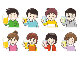 お酒を持った若い男女