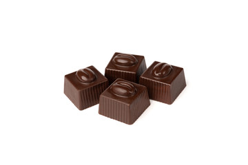 Four coffee sweets praline isolated on white background.