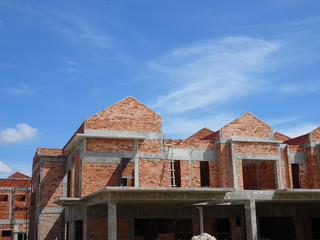 Double story luxury terrace house under construction in Malaysia.  Designed by an architect with a modern and contemporary style. 
