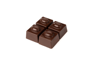 Four coffee sweets praline isolated on white background.