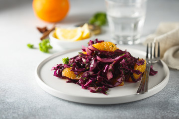 Red cabbage salad with fresh orange