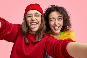 Crazy best friends taking selfie together