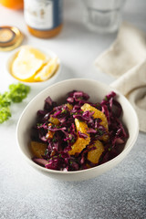 Red cabbage salad with fresh orange