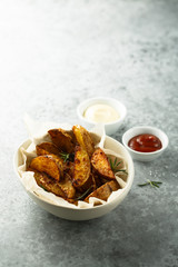 Roasted potato wedges with fresh rosemary
