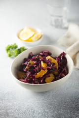 Red cabbage salad with fresh orange