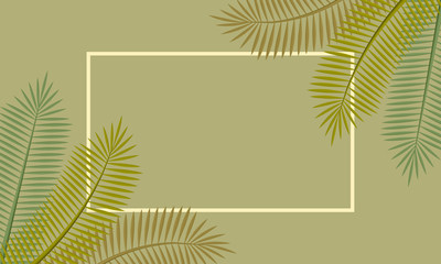 Fototapeta na wymiar Vintage frame with palm leaves. Card with place for text. 3d rendering