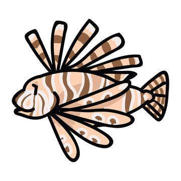 cartoon lionfish brown and beige clip art preview