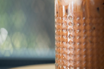 Close up of iced coffee
