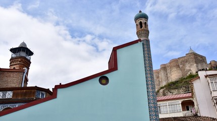 Tbilisi Central Mosque Profile with Narikala Fortress Background (R), Georgia