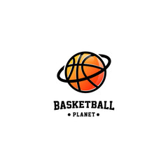 Basketball Planet Logo Design Vector