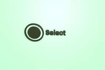 Illustration of Select with green text on light green background