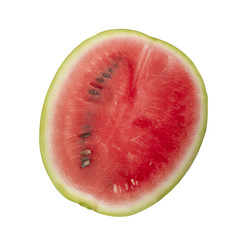 half of watermelon isolated on white background, top view