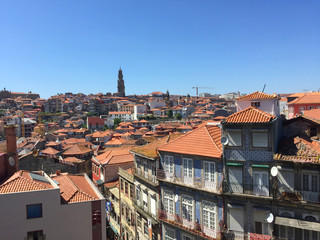 Fototapeta na wymiar PORTO, PORTUGAL, JUNE 2018: view of the old city of Porto on the hills of the right bank of the Douro River