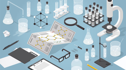 Isometric Chemical Laboratory Illustration