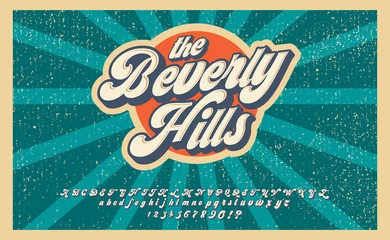 Bewerly Hills. Sommerzeit. Retro-3D-Schriftart im Stil der 80er Jahre. Vintage-Typografie. Sommerschriftsatz. © Алексей Руденко