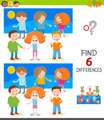 finding differences game with happy kids