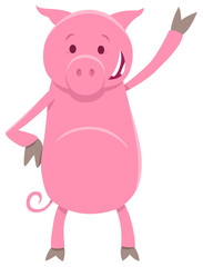 Naklejka na ściany i meble funny pig animal character cartoon illustration