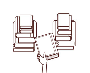 Group of books and banner pennant design