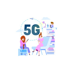 Communication of people by quick connection Wi-Fi concept 5G