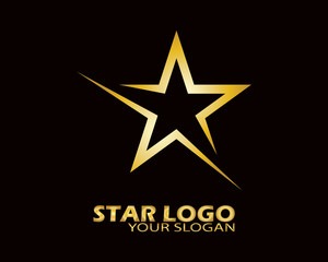 Gold Star Logo Vector in Elegant Style with Black Background - Vector