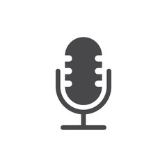 Microphone Icon vector grey. Mic sign. Karaoke microphone icon. Broadcast mic sign