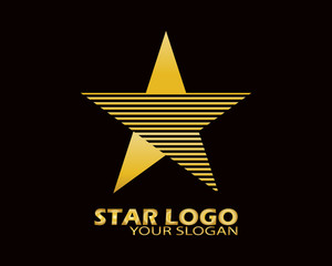 Obraz premium Gold Star Logo Vector in Elegant Style with Black Background - Vector