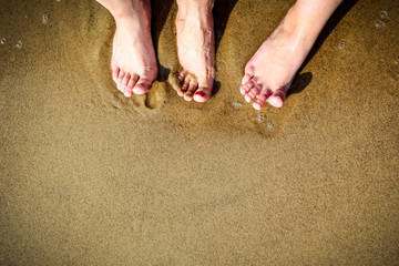 People on beach and summer time 